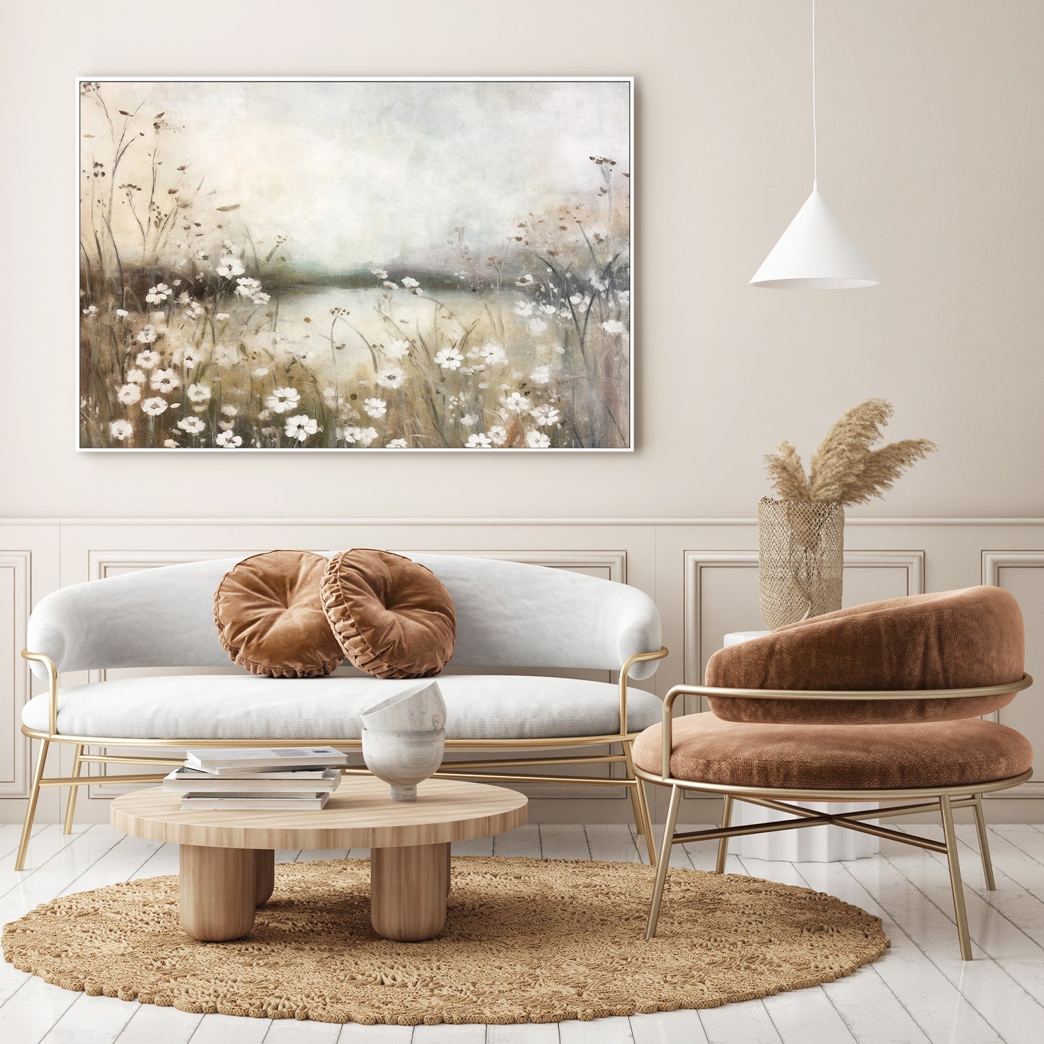 wall-art-print-canvas-poster-framed-White Flower Field, Style B-9