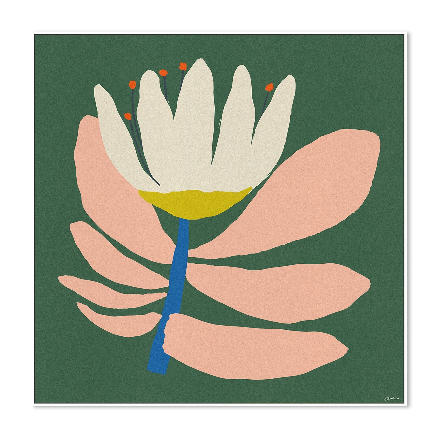 wall-art-print-canvas-poster-framed-White Flower With Pink Leave-5