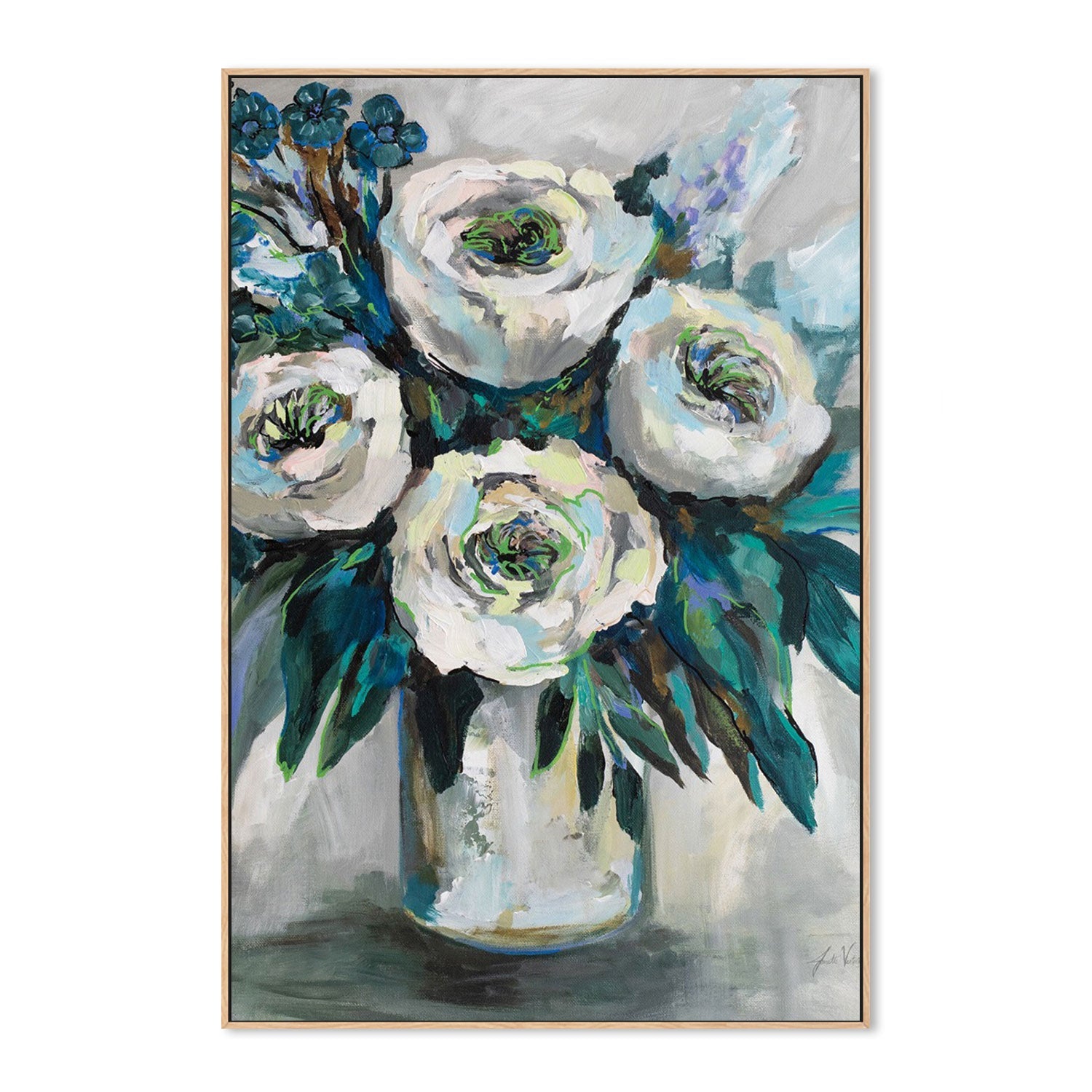 wall-art-print-canvas-poster-framed-White Roses Bouquet-by-Jeanette Vertentes-Gioia Wall Art