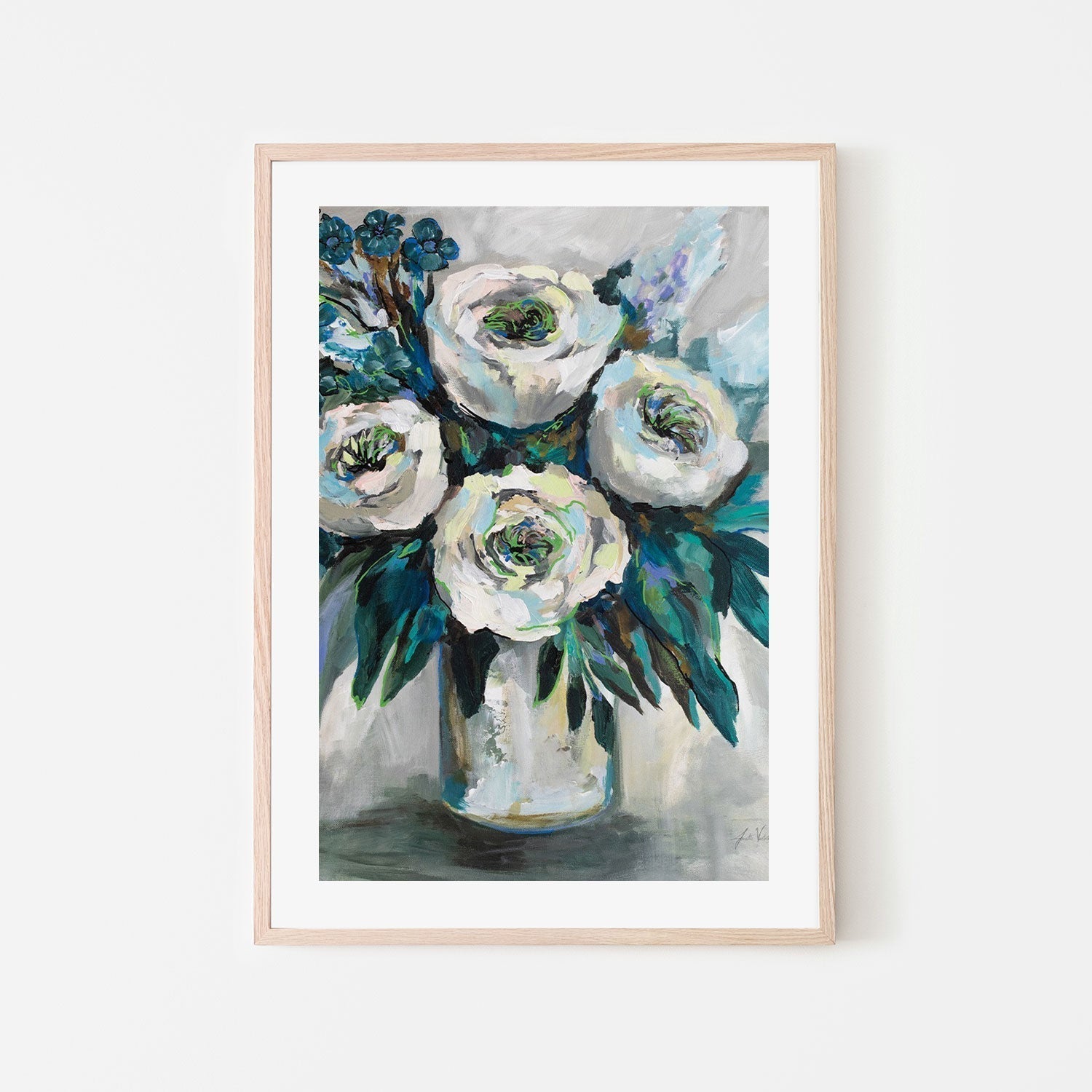 wall-art-print-canvas-poster-framed-White Roses Bouquet-by-Jeanette Vertentes-Gioia Wall Art