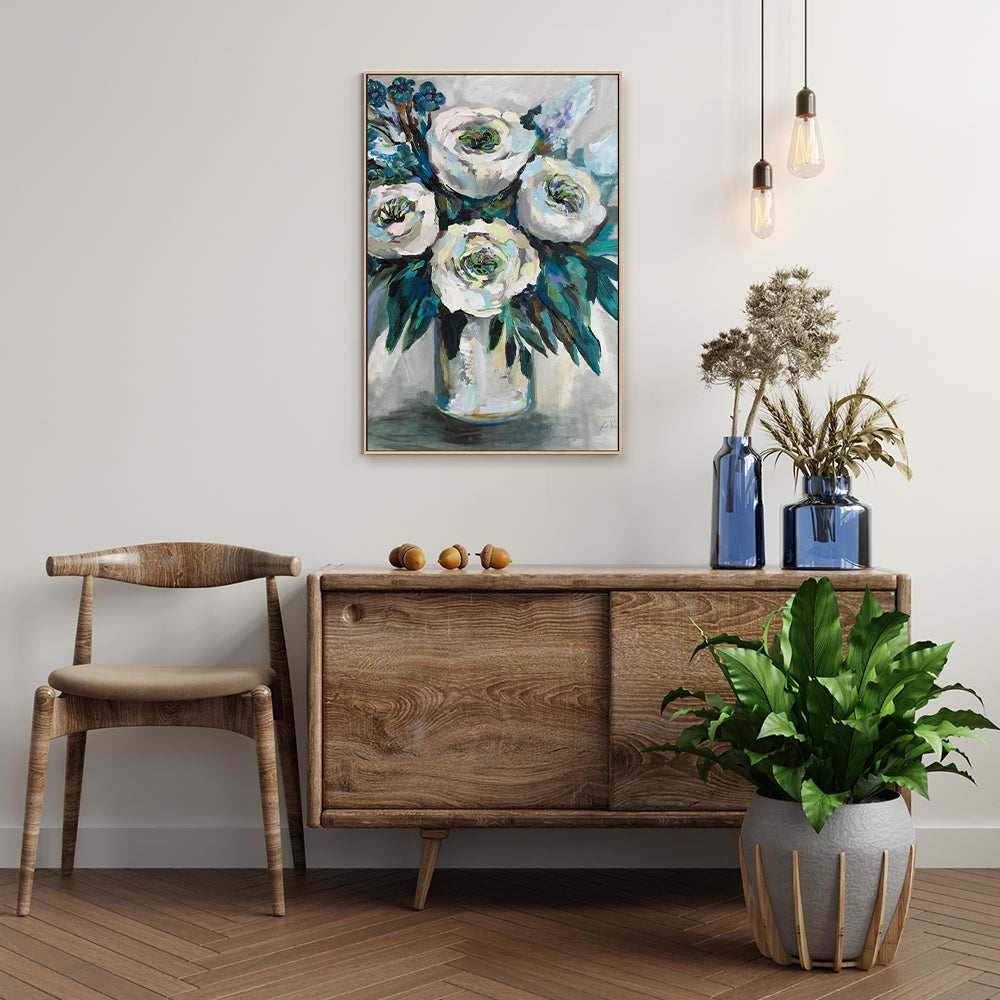 wall-art-print-canvas-poster-framed-White Roses Bouquet-by-Jeanette Vertentes-Gioia Wall Art