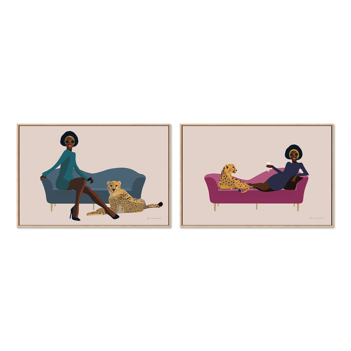 wall-art-print-canvas-poster-framed-Wild Lounge, Style A & B, Set Of 2 , By Omar Escalante-GIOIA-WALL-ART