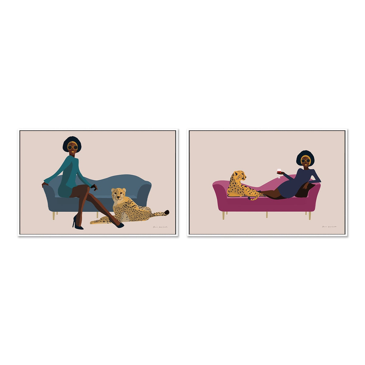 wall-art-print-canvas-poster-framed-Wild Lounge, Style A & B, Set Of 2 , By Omar Escalante-GIOIA-WALL-ART