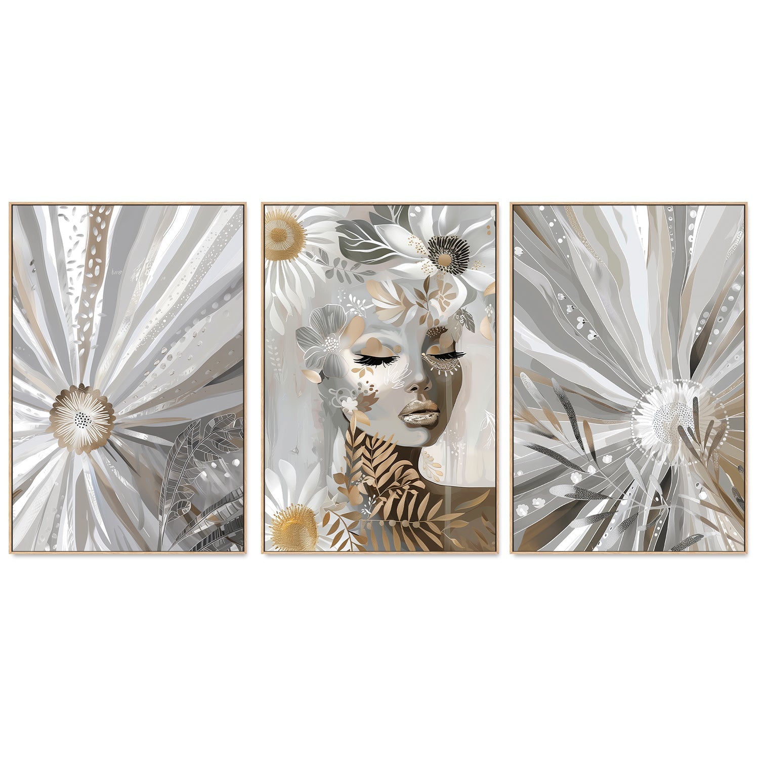wall-art-print-canvas-poster-framed-Wildlace, Style A, Style B, Style C, Set Of 3-4