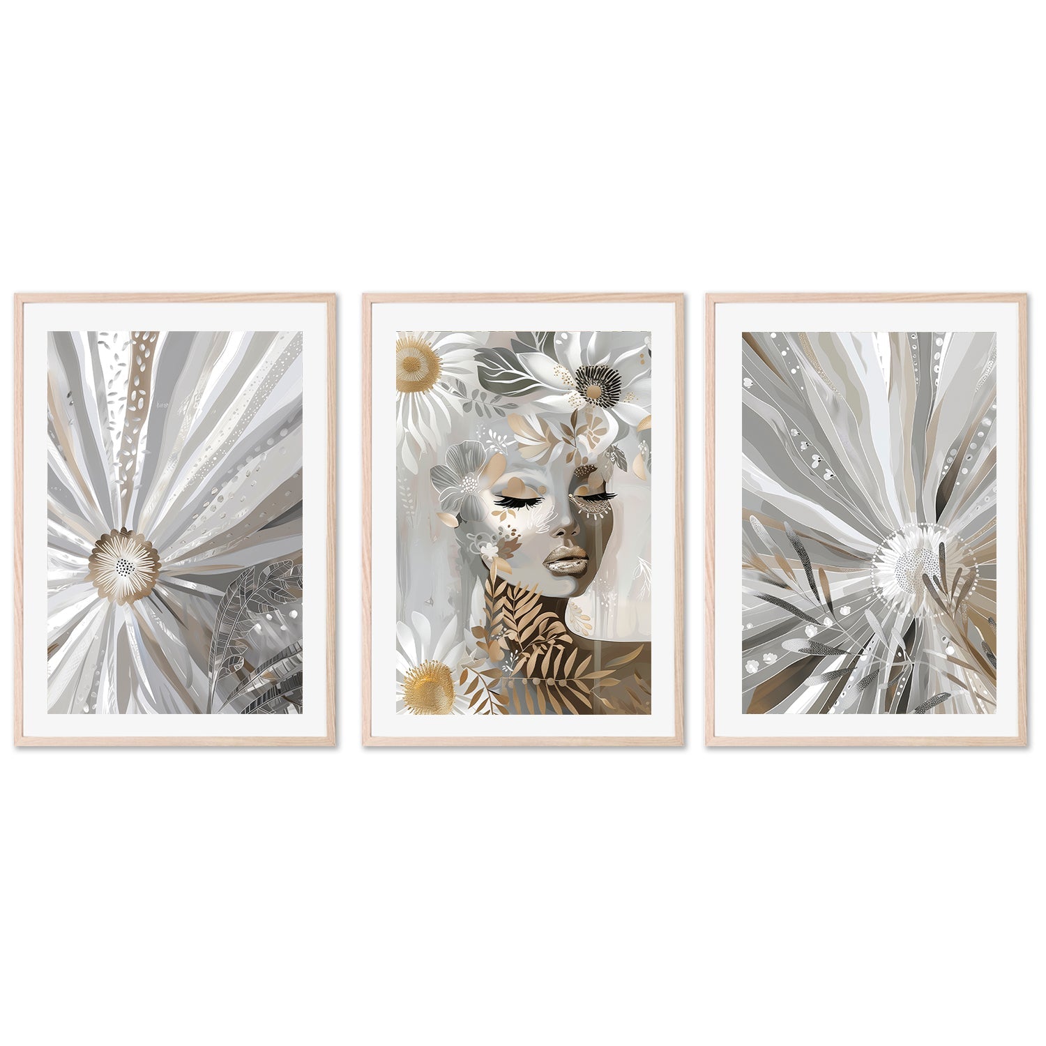 wall-art-print-canvas-poster-framed-Wildlace, Style A, Style B, Style C, Set Of 3-6