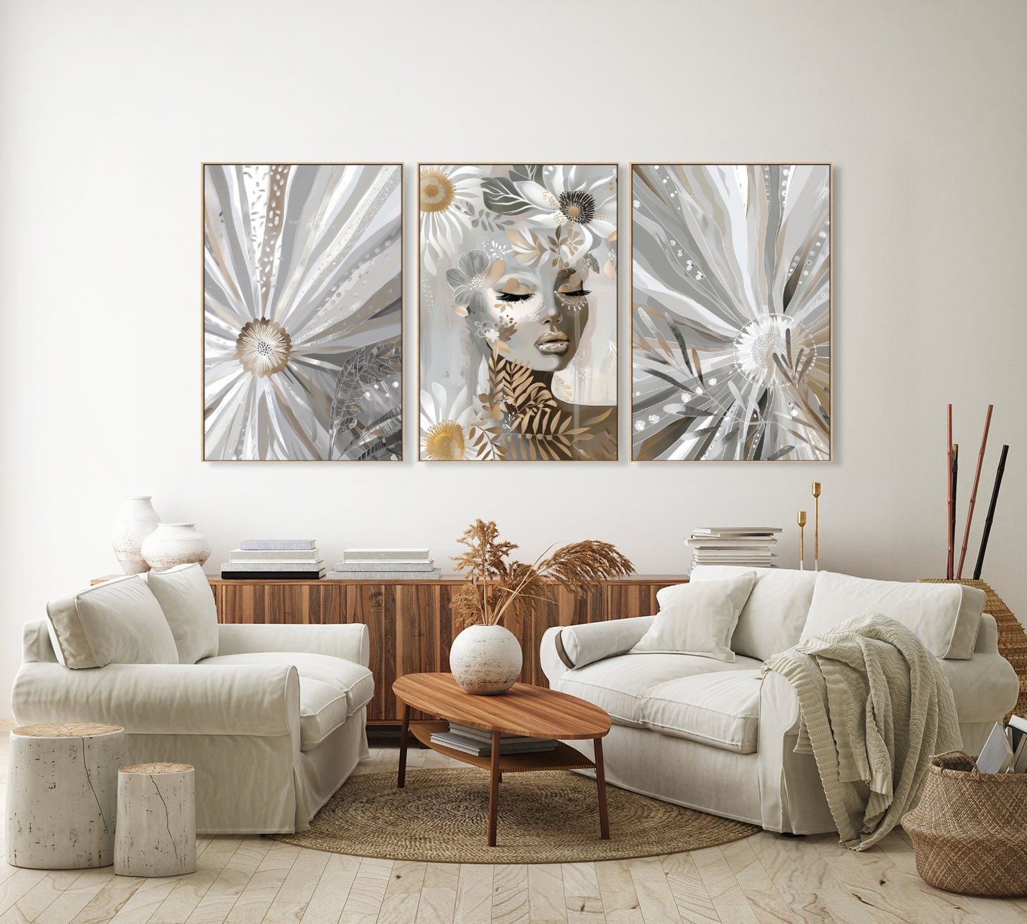 wall-art-print-canvas-poster-framed-Wildlace, Style A, Style B, Style C, Set Of 3-7