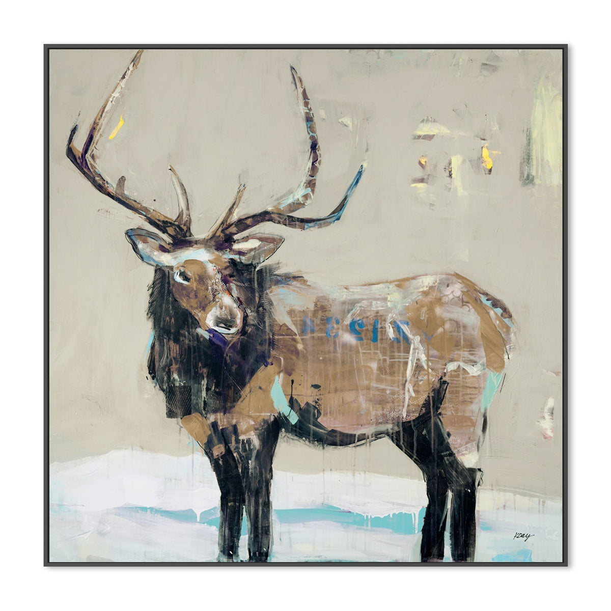 wall-art-print-canvas-poster-framed-Winter Elk , By Kellie Day-GIOIA-WALL-ART