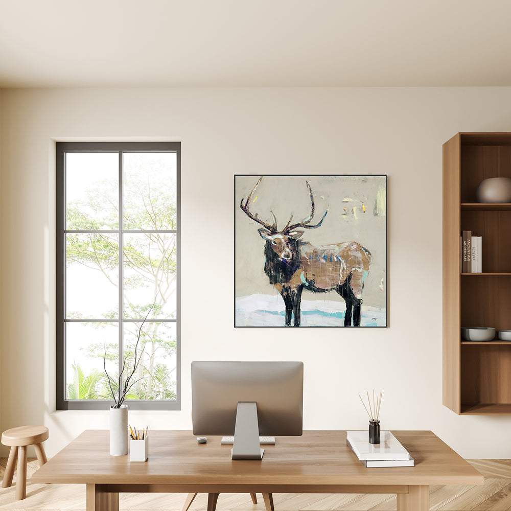 wall-art-print-canvas-poster-framed-Winter Elk , By Kellie Day-GIOIA-WALL-ART