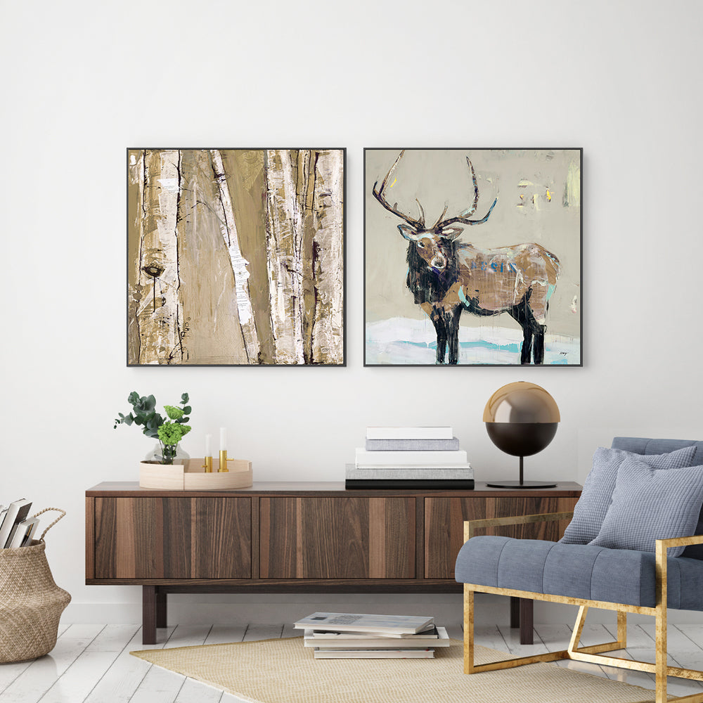 wall-art-print-canvas-poster-framed-Winter Elk Where the sun Sleeps, Set Of 2 , By Kellie Day-GIOIA-WALL-ART