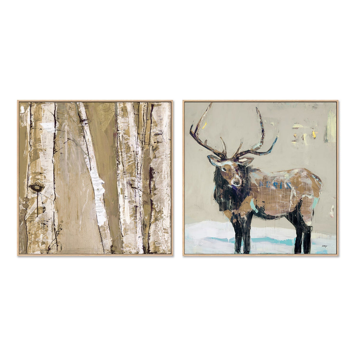 wall-art-print-canvas-poster-framed-Winter Elk Where the sun Sleeps, Set Of 2 , By Kellie Day-GIOIA-WALL-ART