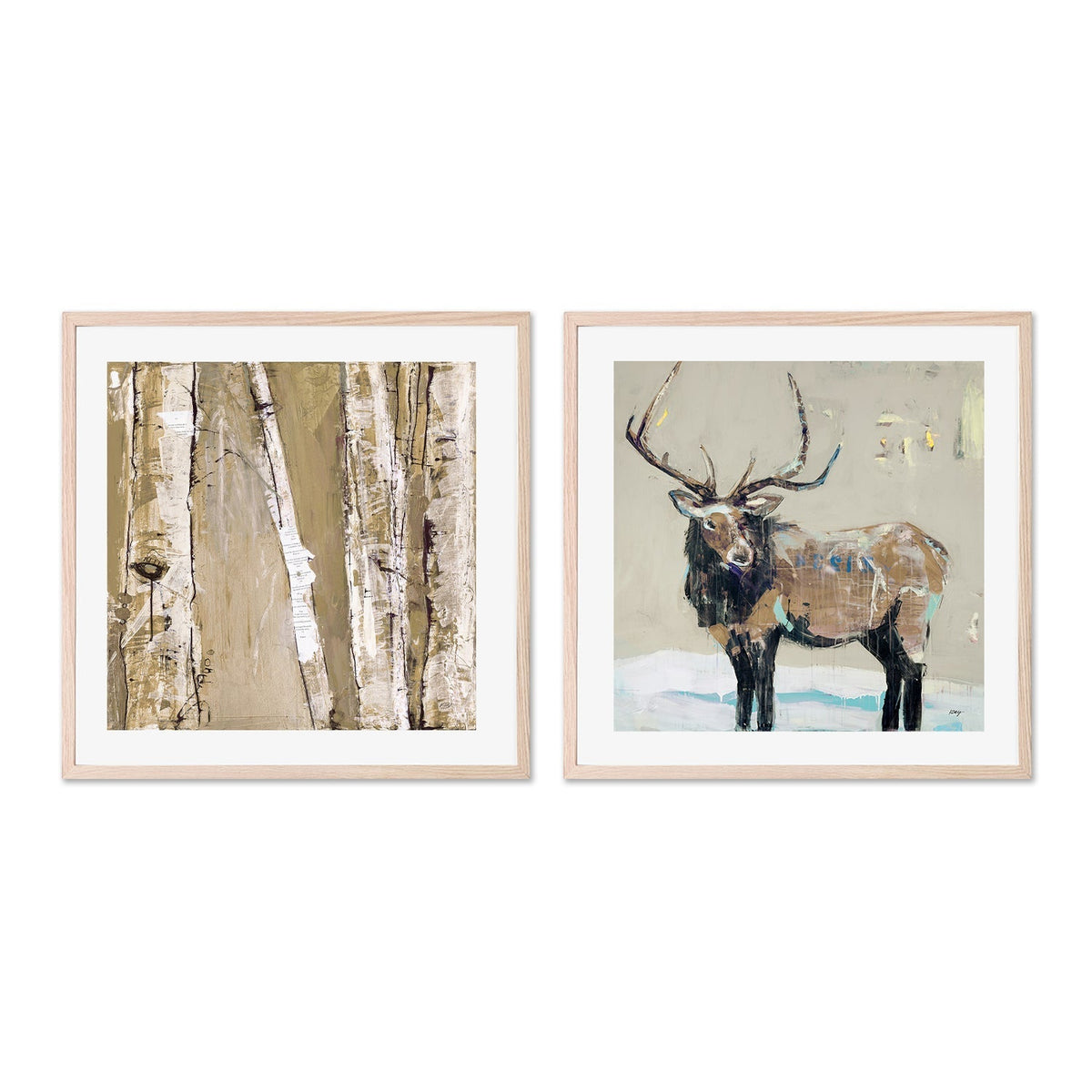 wall-art-print-canvas-poster-framed-Winter Elk Where the sun Sleeps, Set Of 2 , By Kellie Day-GIOIA-WALL-ART