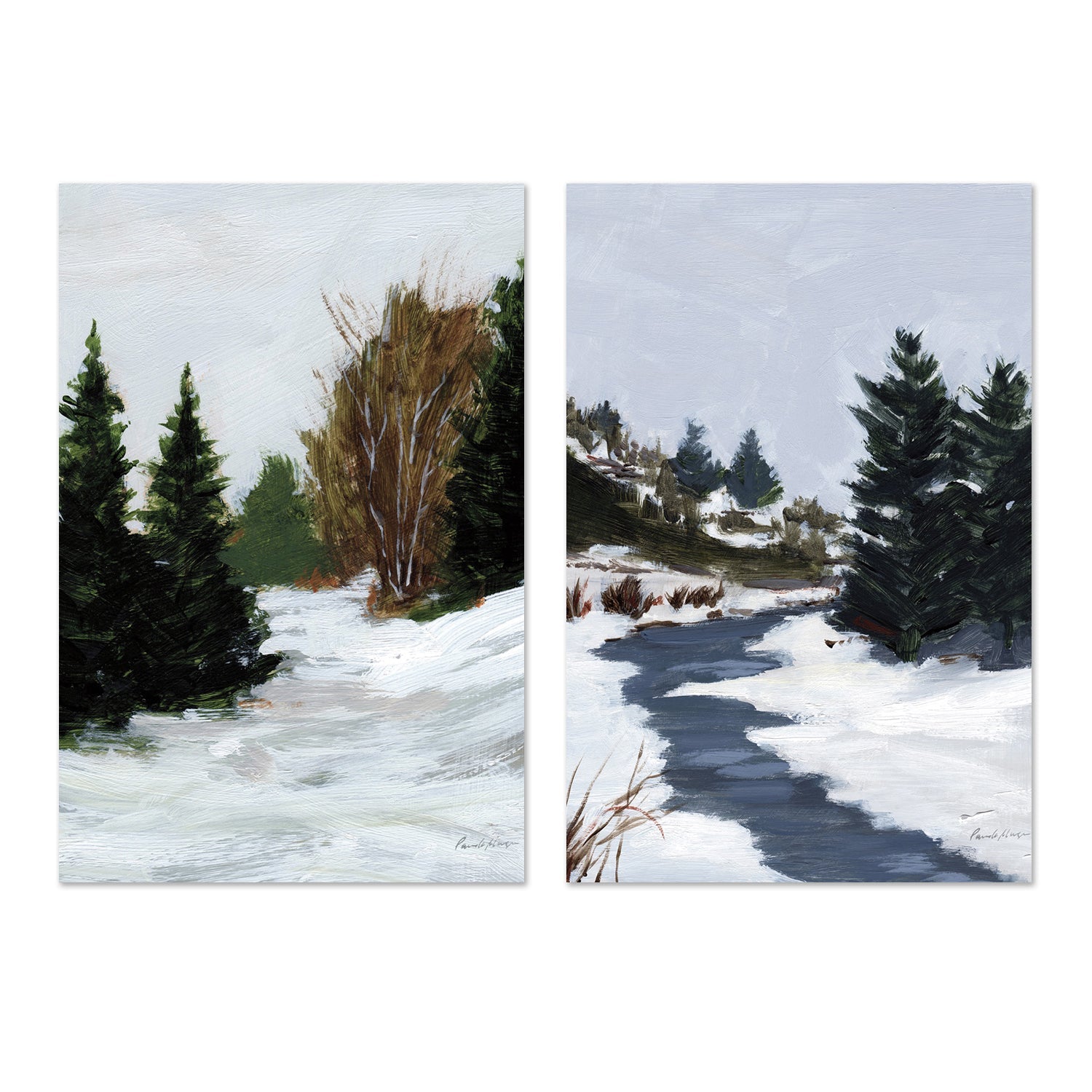 wall-art-print-canvas-poster-framed-Winter Trails, Set of 2-by-Pamela Munger-Gioia Wall Art