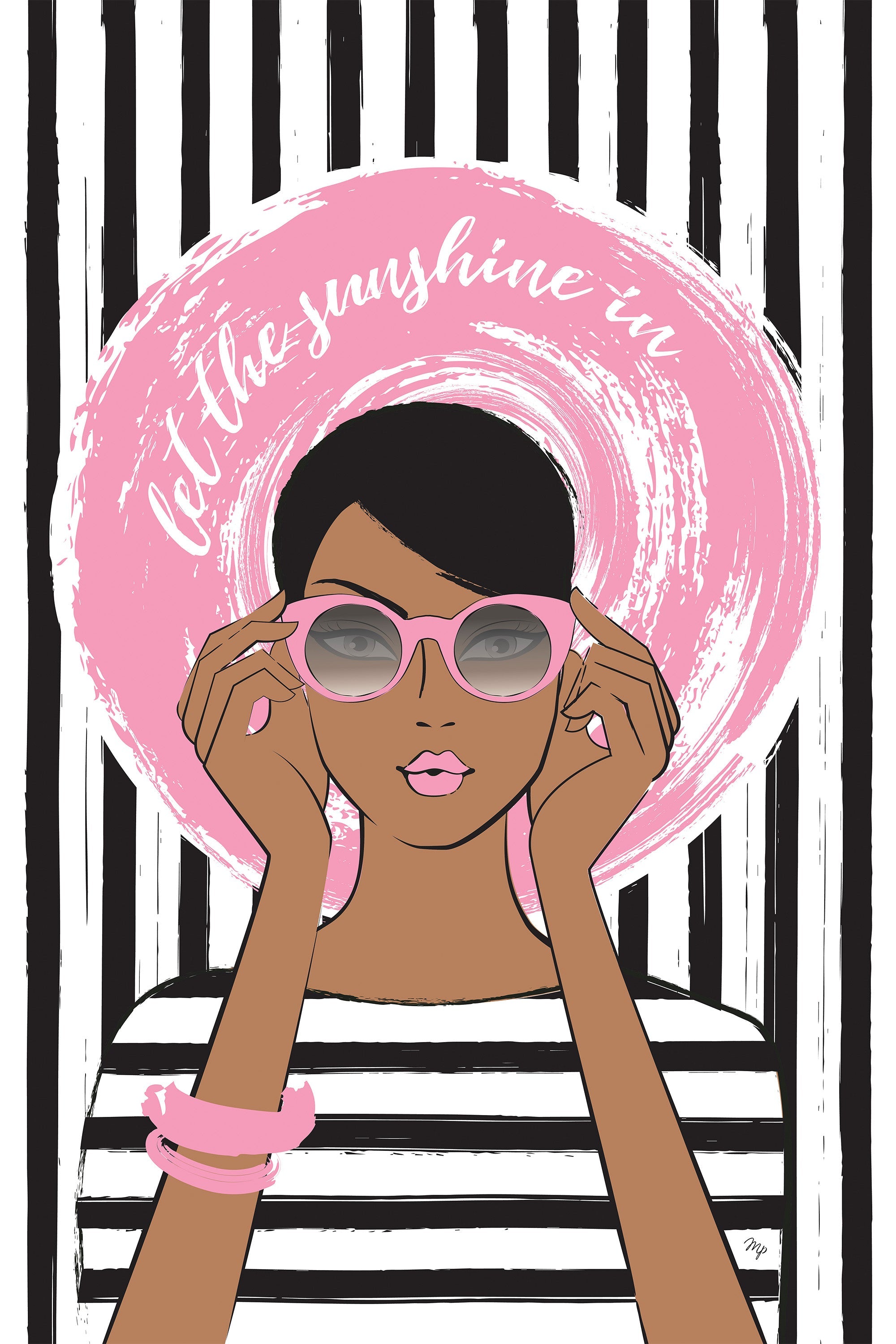 wall-art-print-canvas-poster-framed-Woman in Pink Sunglasses-1