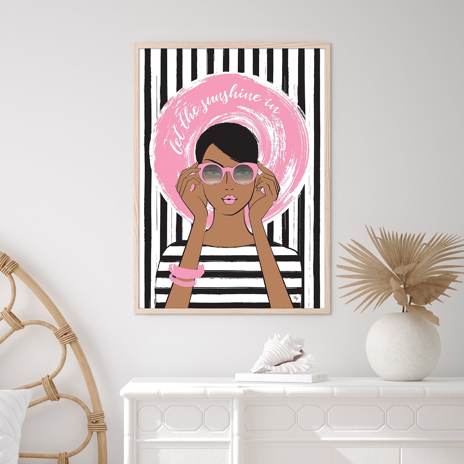 wall-art-print-canvas-poster-framed-Woman in Pink Sunglasses-2