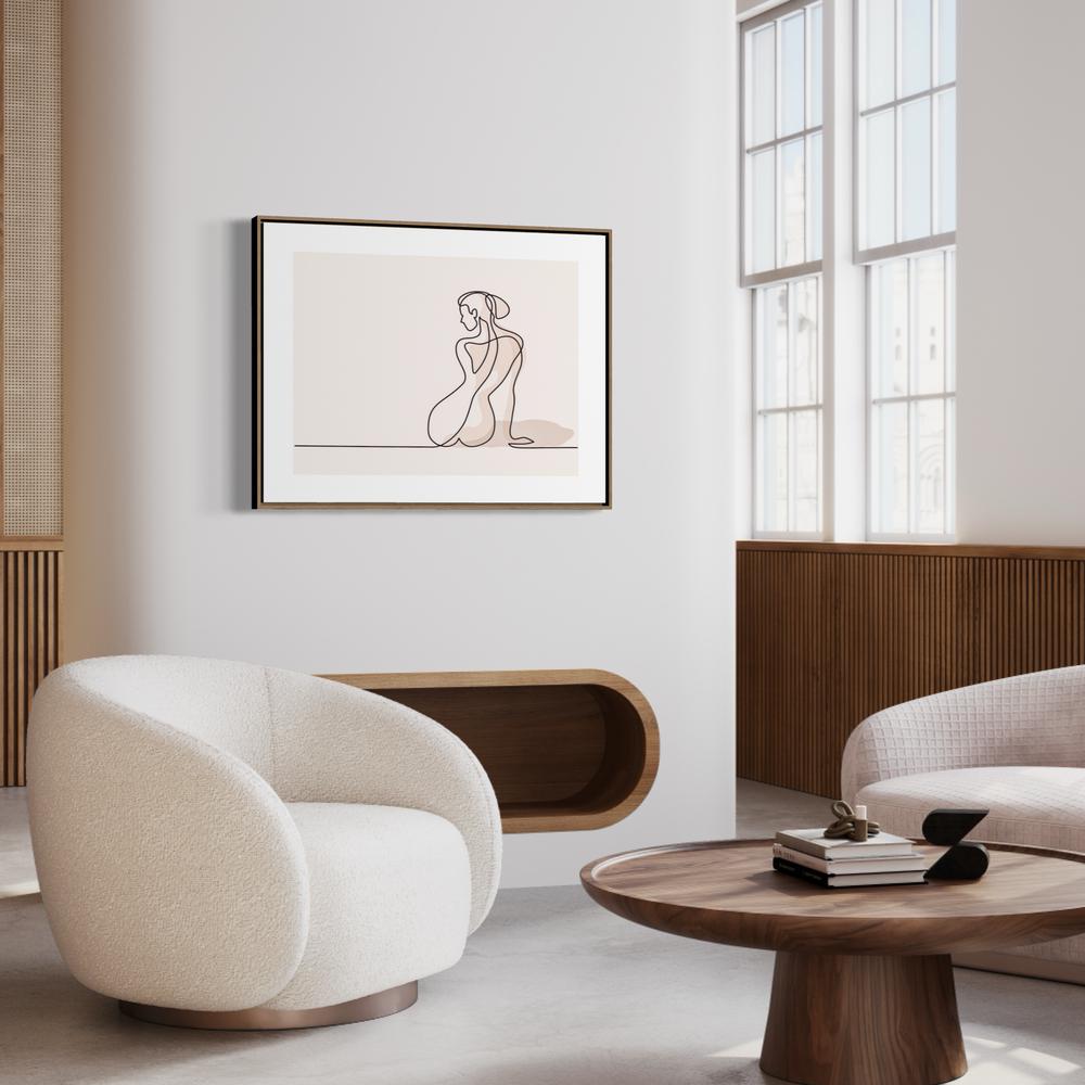 wall-art-print-canvas-poster-framed-Woman One Line Drawing, Body Illustration, Line Art-by-Gioia Wall Art-Gioia Wall Art