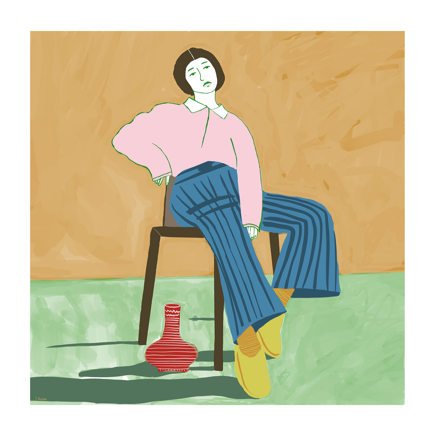 wall-art-print-canvas-poster-framed-Woman With A Vase , By Sharyn Bursic-1