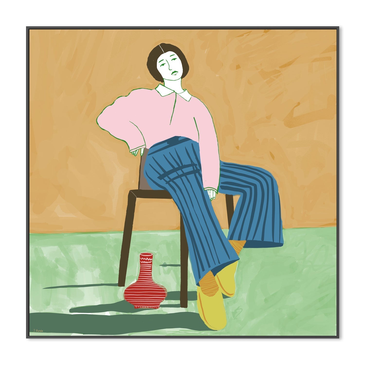wall-art-print-canvas-poster-framed-Woman With A Vase , By Sharyn Bursic-3