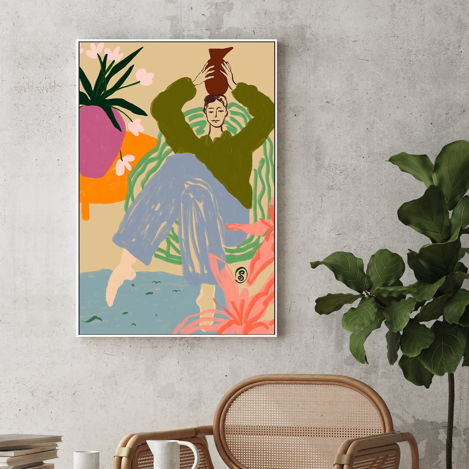 wall-art-print-canvas-poster-framed-Woman With A Vessel , By Sandra Poliakov-2