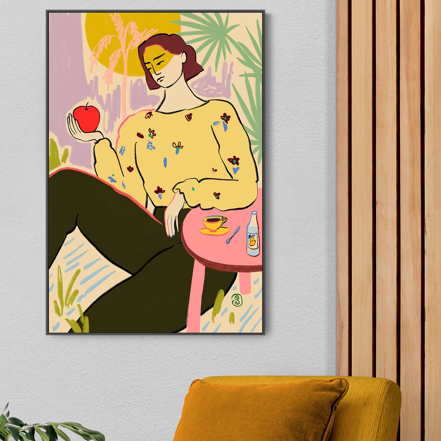 wall-art-print-canvas-poster-framed-Woman With Apple , By Sandra Poliakov-2