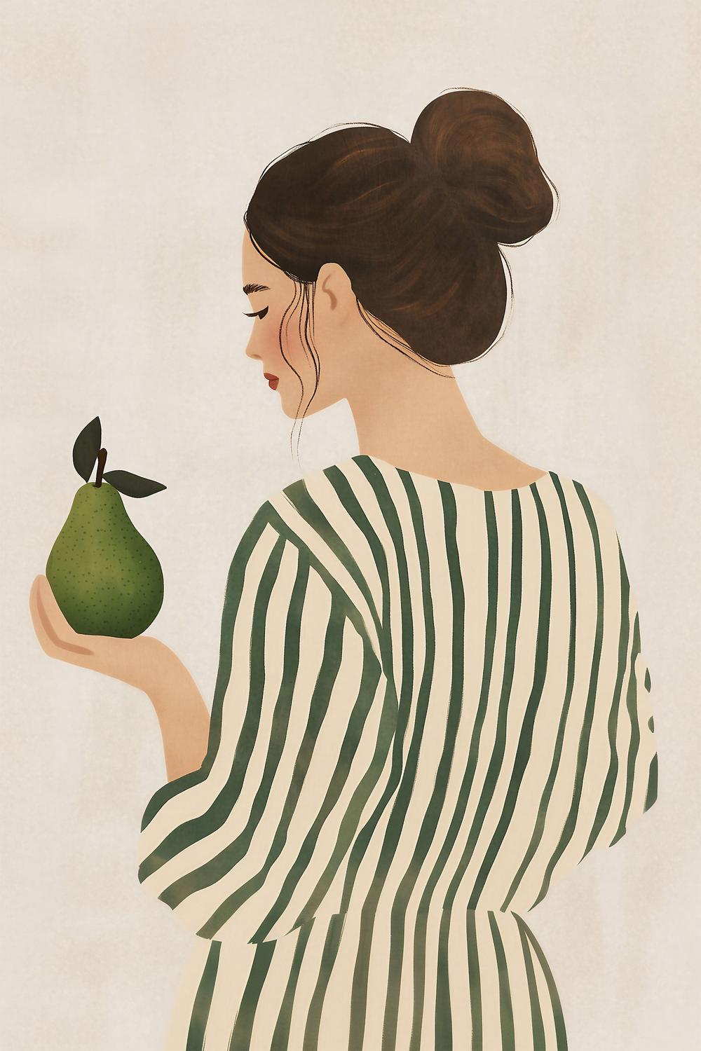 wall-art-print-canvas-poster-framed-Woman With Green Pear-1