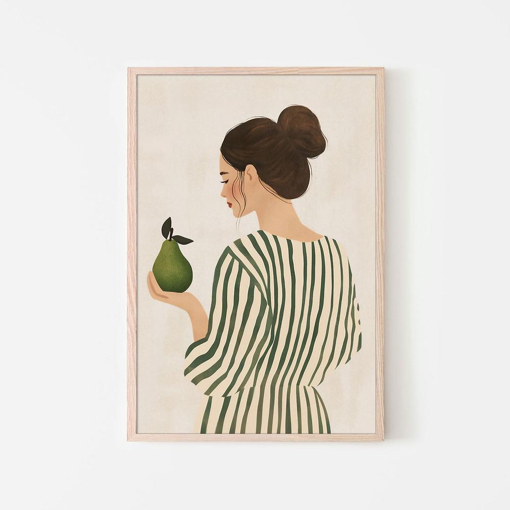 wall-art-print-canvas-poster-framed-Woman With Green Pear-6