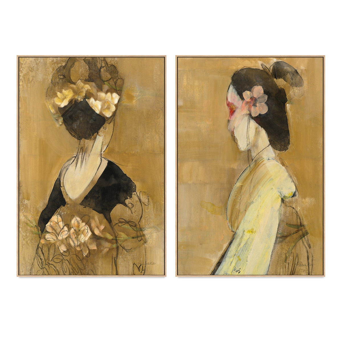 wall-art-print-canvas-poster-framed-Women Of The World, Style B & C, Set Of 2 , By Albena Hristova-GIOIA-WALL-ART