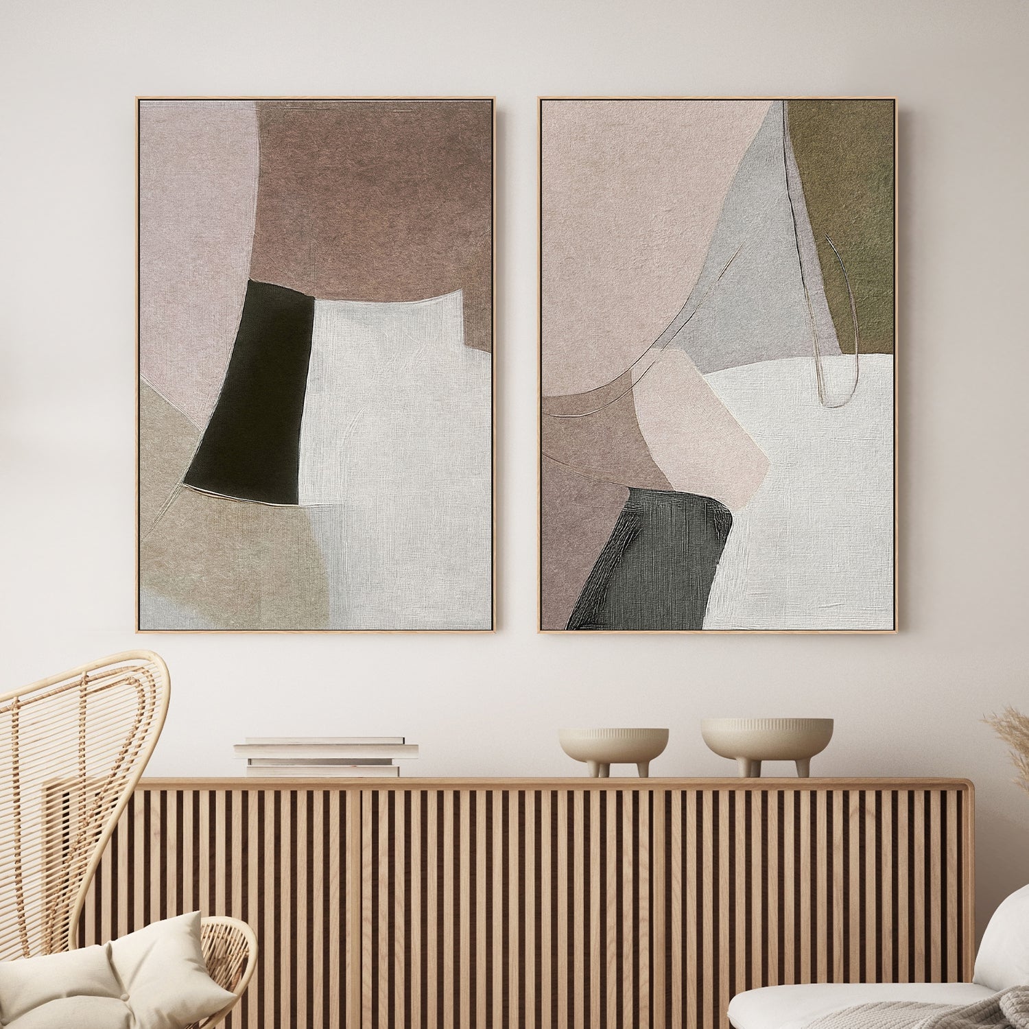 wall-art-print-canvas-poster-framed-Wonder Brown Tones, Style A & B, Set Of 2 , By Alma-2