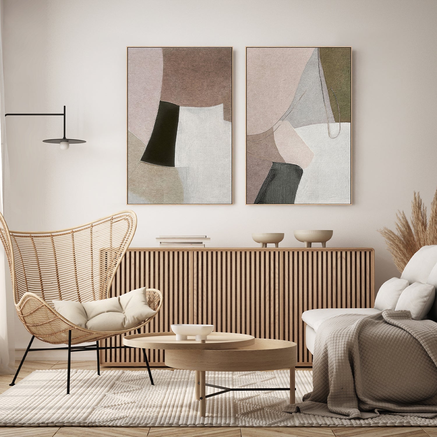 wall-art-print-canvas-poster-framed-Wonder Brown Tones, Style A & B, Set Of 2 , By Alma-7