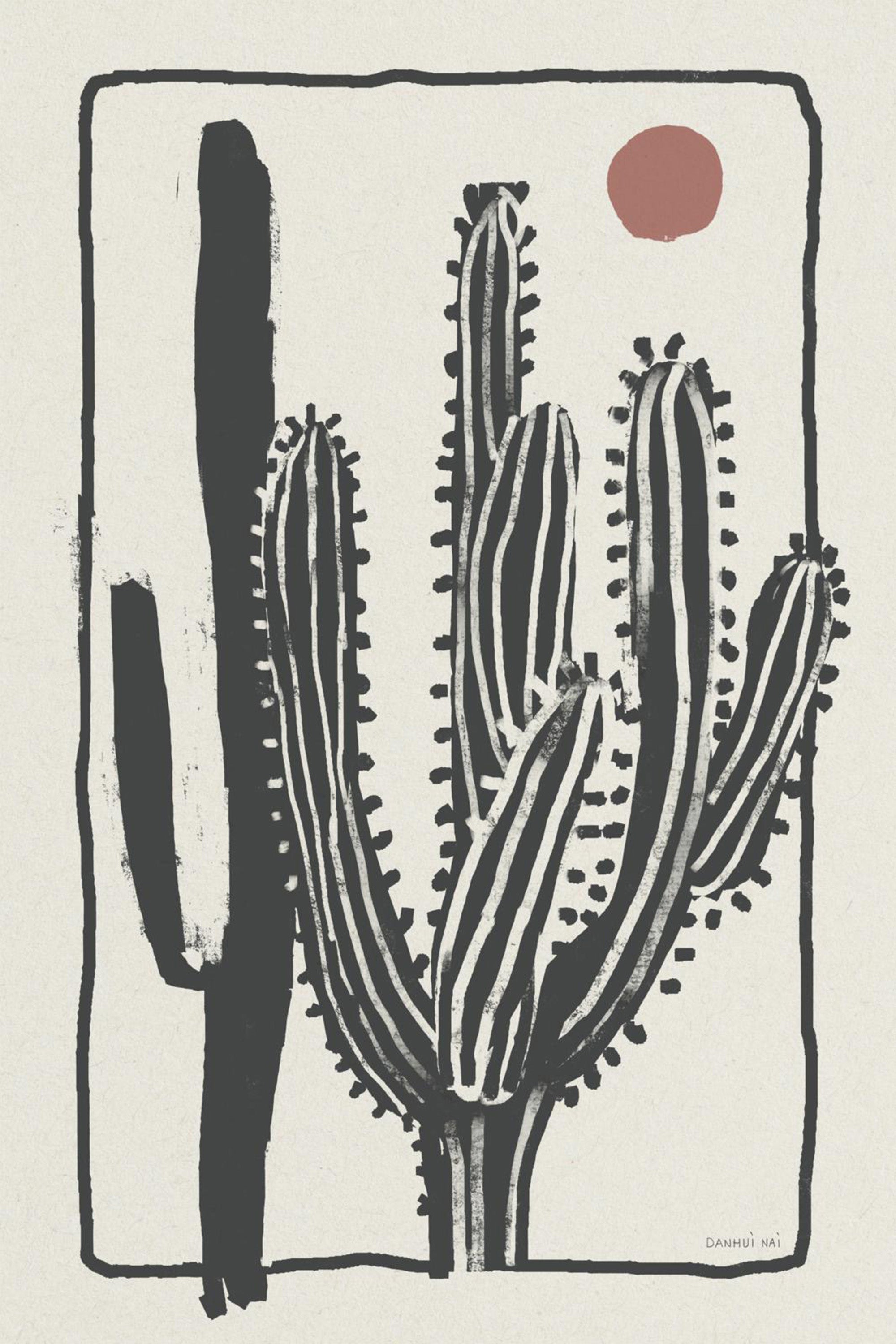 wall-art-print-canvas-poster-framed-Woodcut Cactus, Style A & B, Set Of 2-13