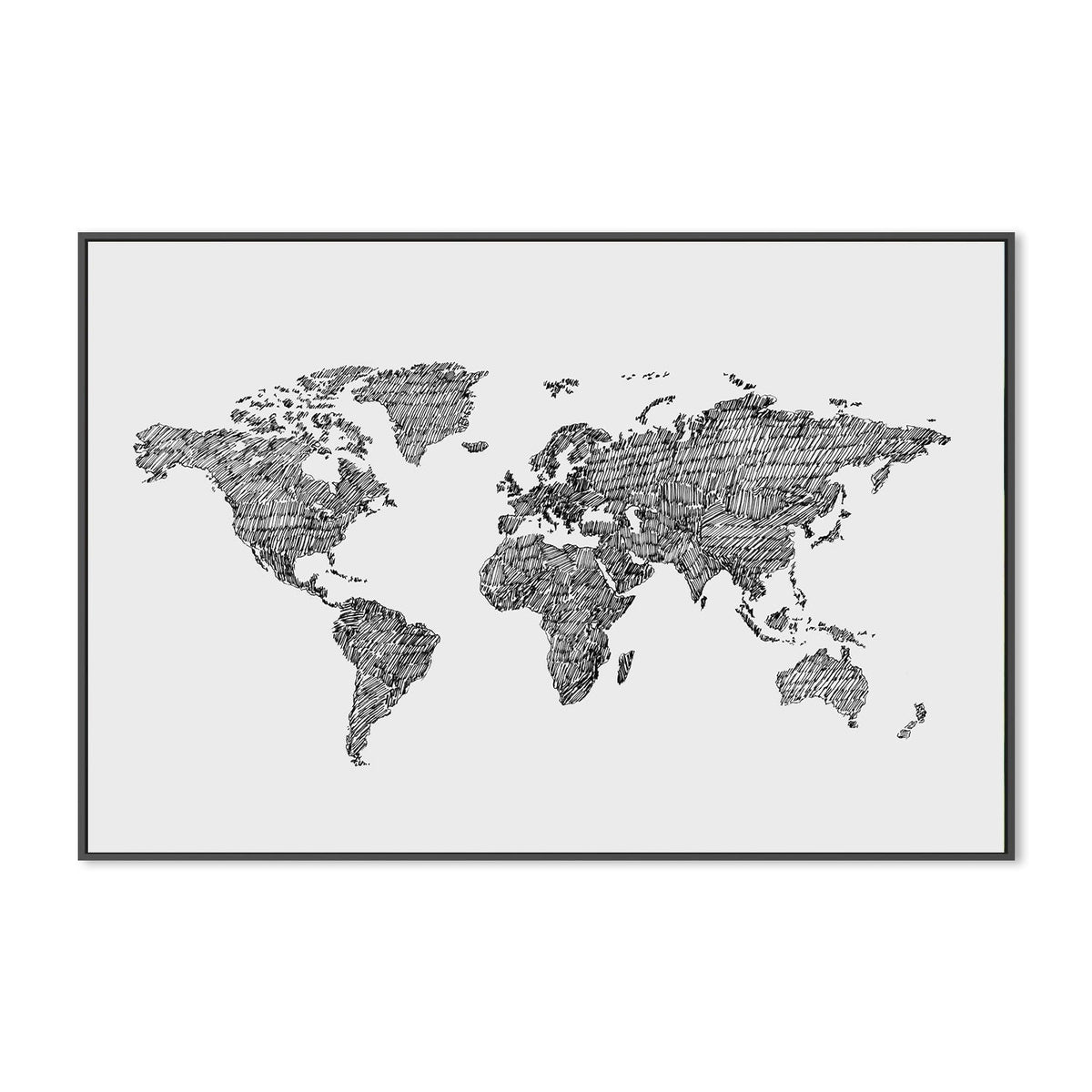 wall-art-print-canvas-poster-framed-World Map Grey-by-Danushka Abeygoda-Gioia Wall Art