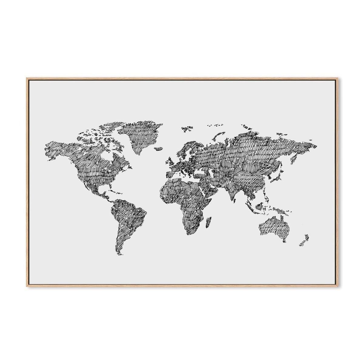 wall-art-print-canvas-poster-framed-World Map Grey-by-Danushka Abeygoda-Gioia Wall Art