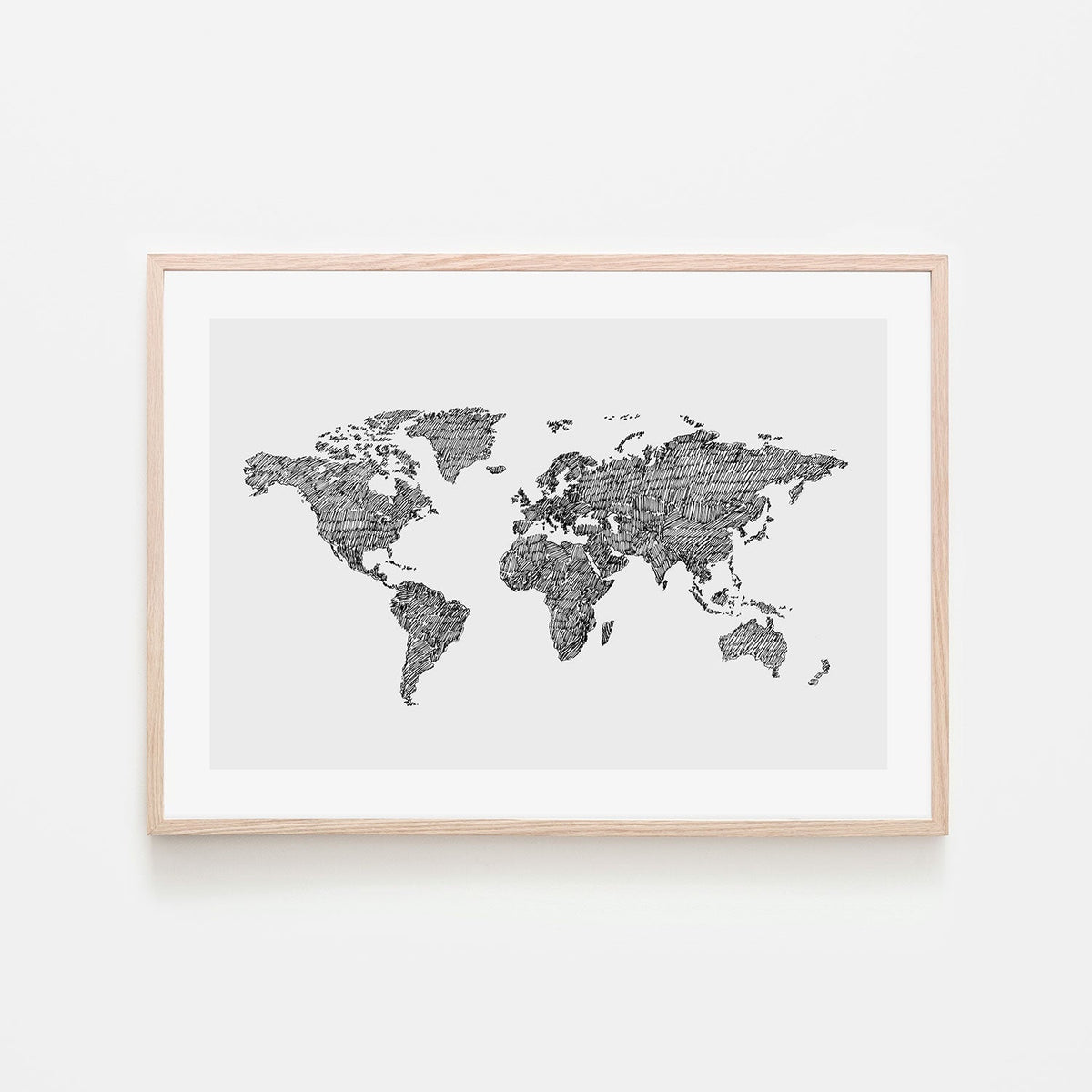 wall-art-print-canvas-poster-framed-World Map Grey-by-Danushka Abeygoda-Gioia Wall Art