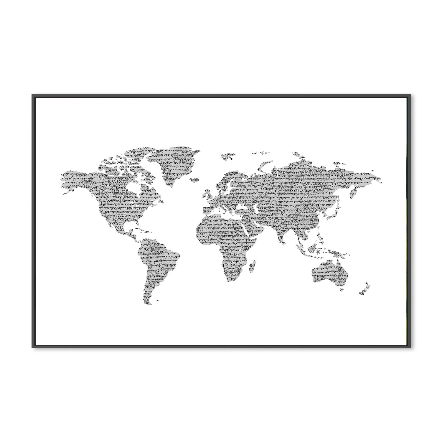 wall-art-print-canvas-poster-framed-World Map Script-by-Danushka Abeygoda-Gioia Wall Art
