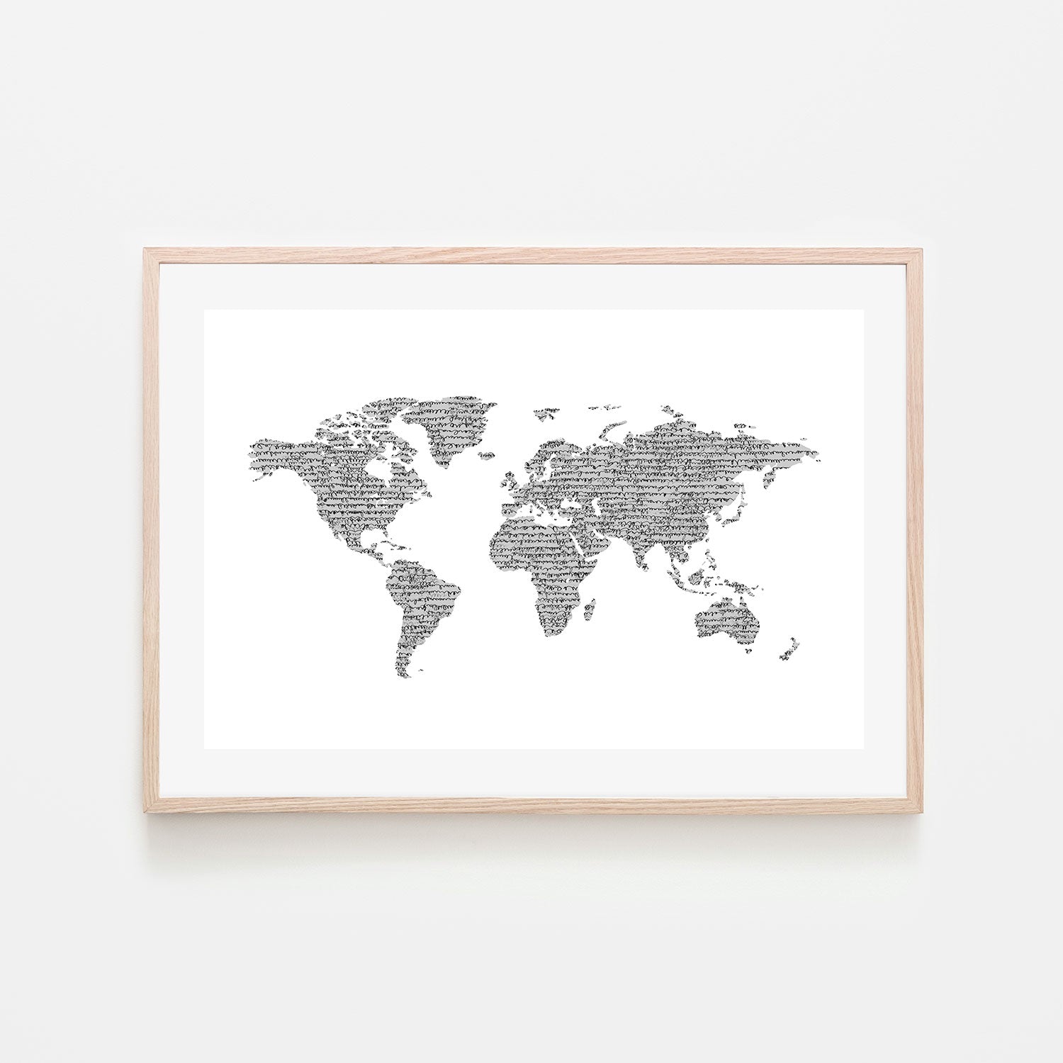 wall-art-print-canvas-poster-framed-World Map Script-by-Danushka Abeygoda-Gioia Wall Art