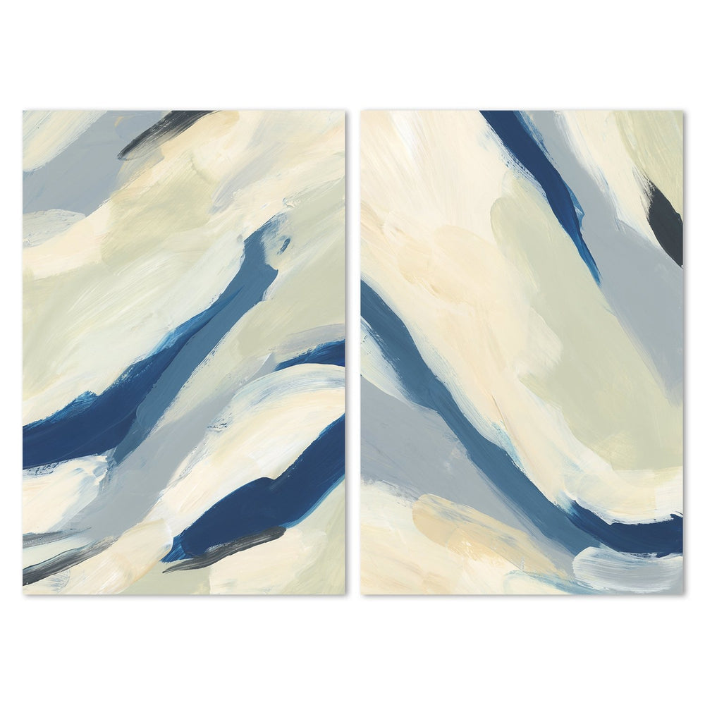 wall-art-print-canvas-poster-framed-Yellow And Navy Abstract, Style A, Set Of 2-by-Emily Wood-Gioia Wall Art
