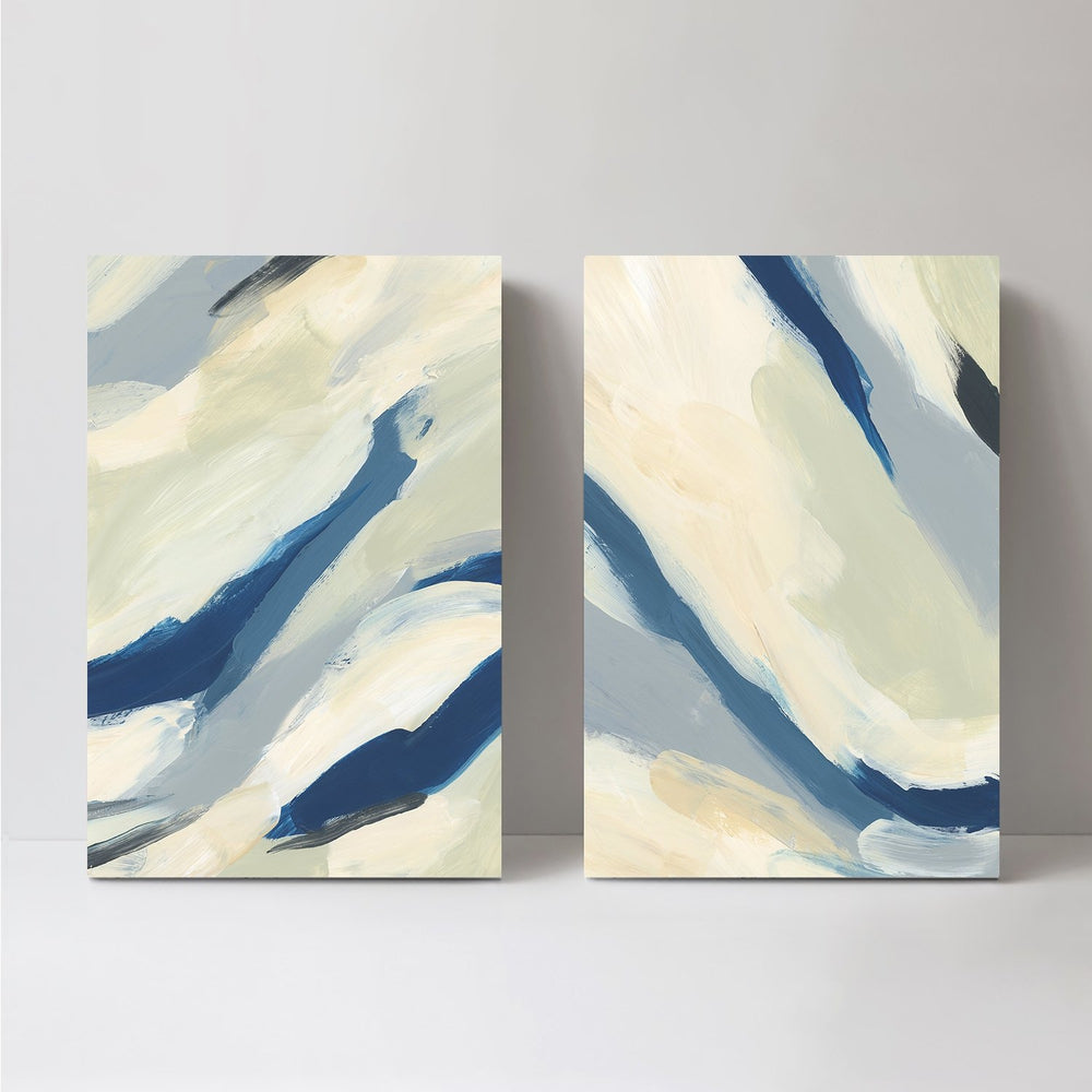 wall-art-print-canvas-poster-framed-Yellow And Navy Abstract, Style A, Set Of 2-by-Emily Wood-Gioia Wall Art