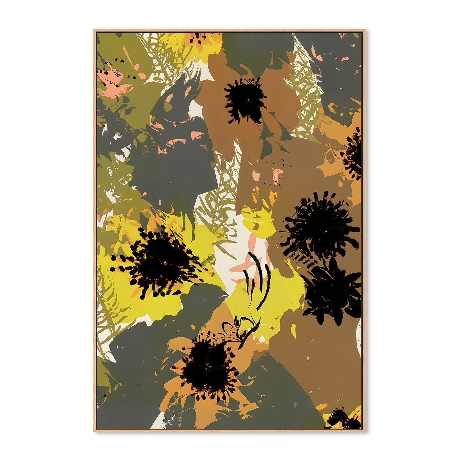 wall-art-print-canvas-poster-framed-Yellow Ochre Florals-4