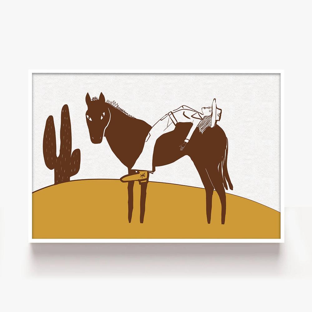 Western Cow Girl Resting-by-Sharyn Bursic-wall-art-print-canvas-poster-framed-Gioia