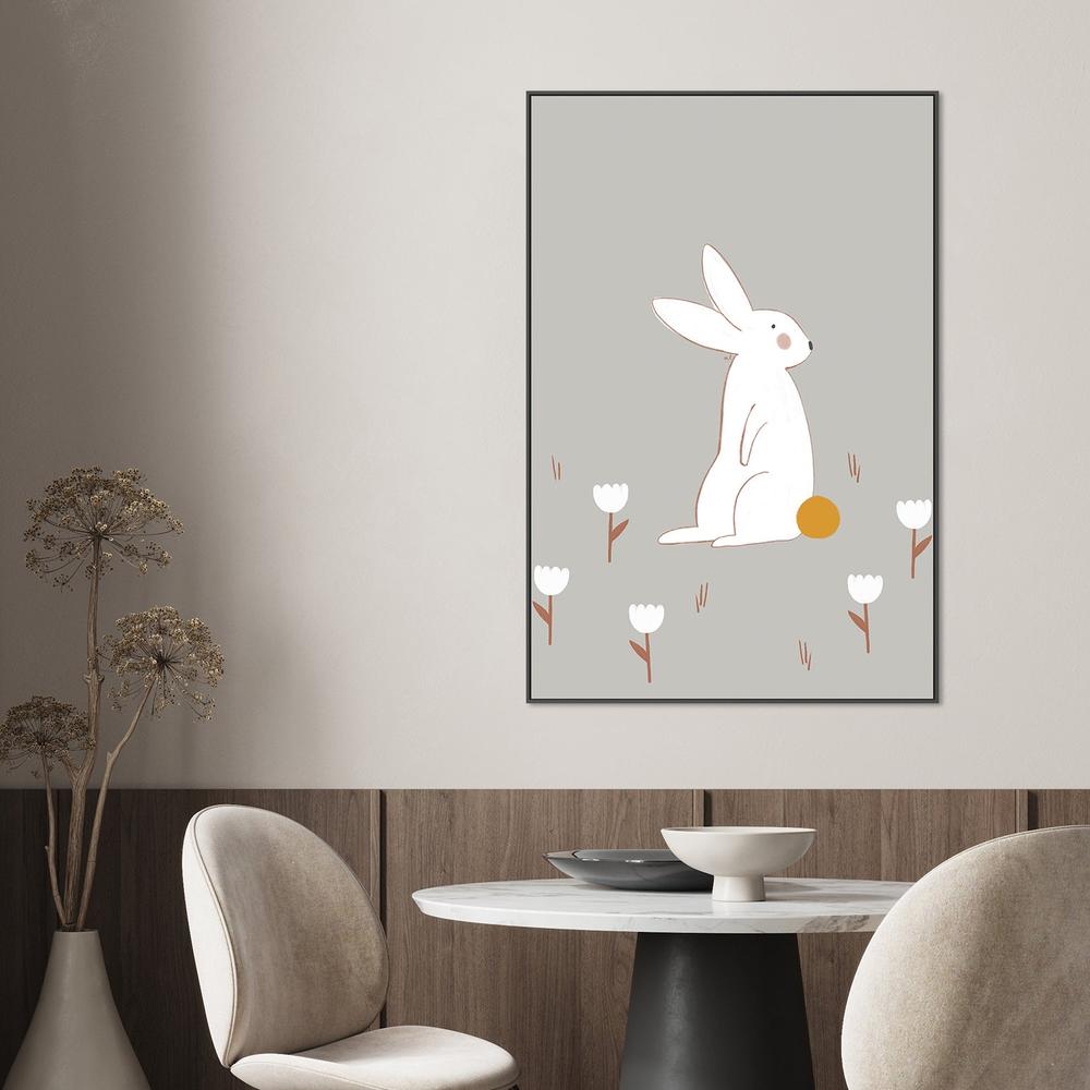 White Bunny Among Flowers-by-Menina Lisboa-wall-art-print-canvas-poster-framed-Gioia