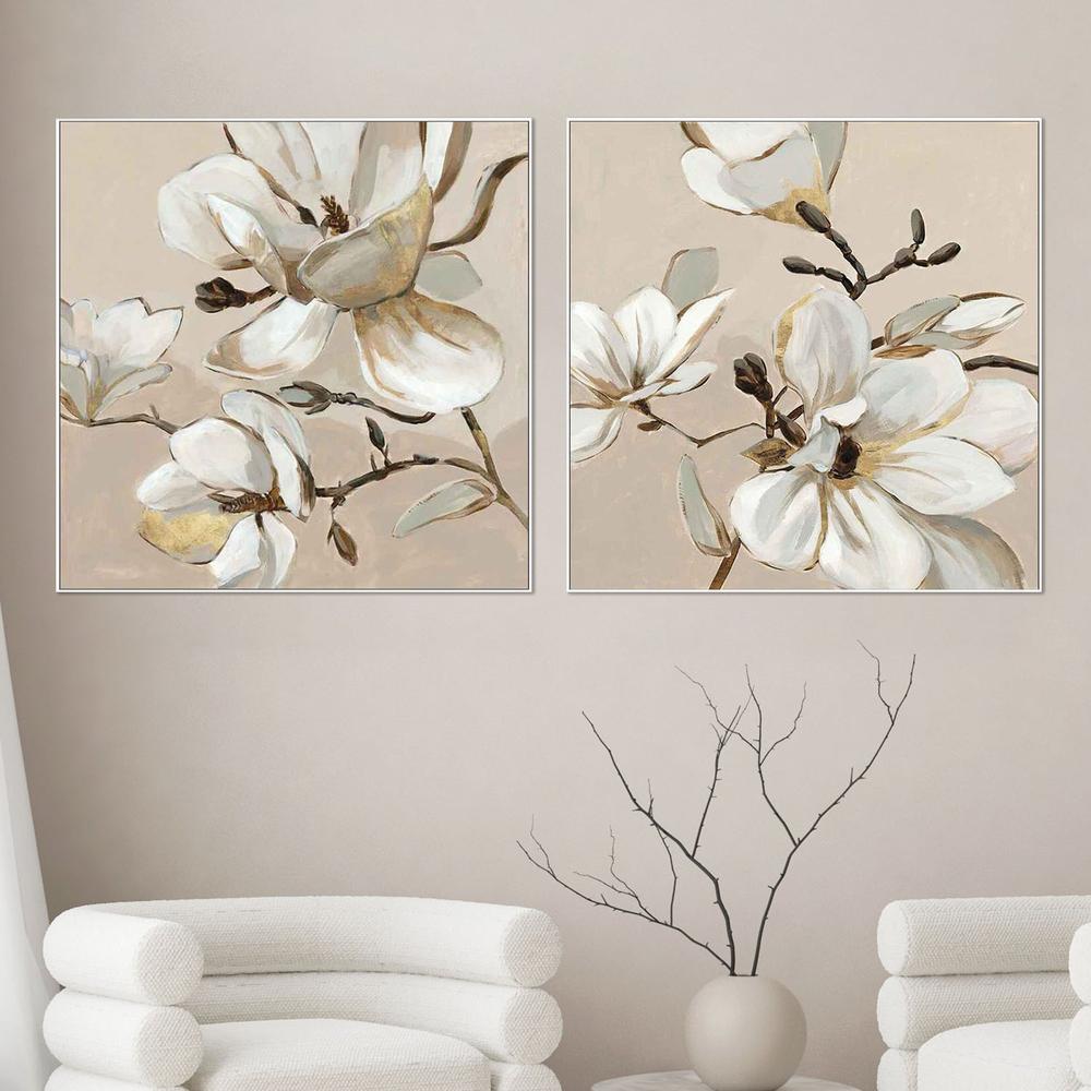 White Magnolia Branch, Style A & B, Set Of 2-by-Jacob Q-wall-art-print-canvas-poster-framed-Gioia