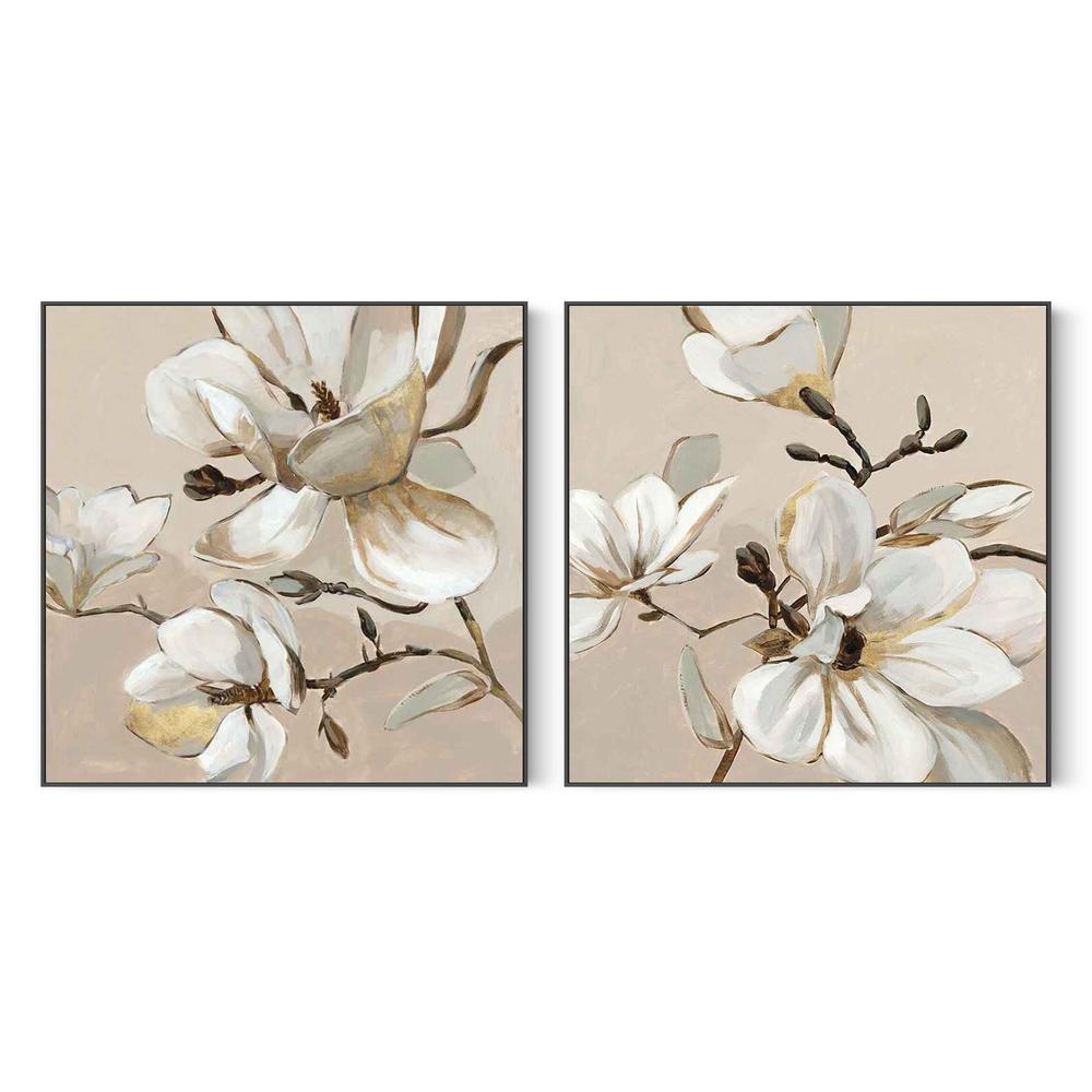 White Magnolia Branch, Style A & B, Set Of 2-by-Jacob Q-wall-art-print-canvas-poster-framed-Gioia