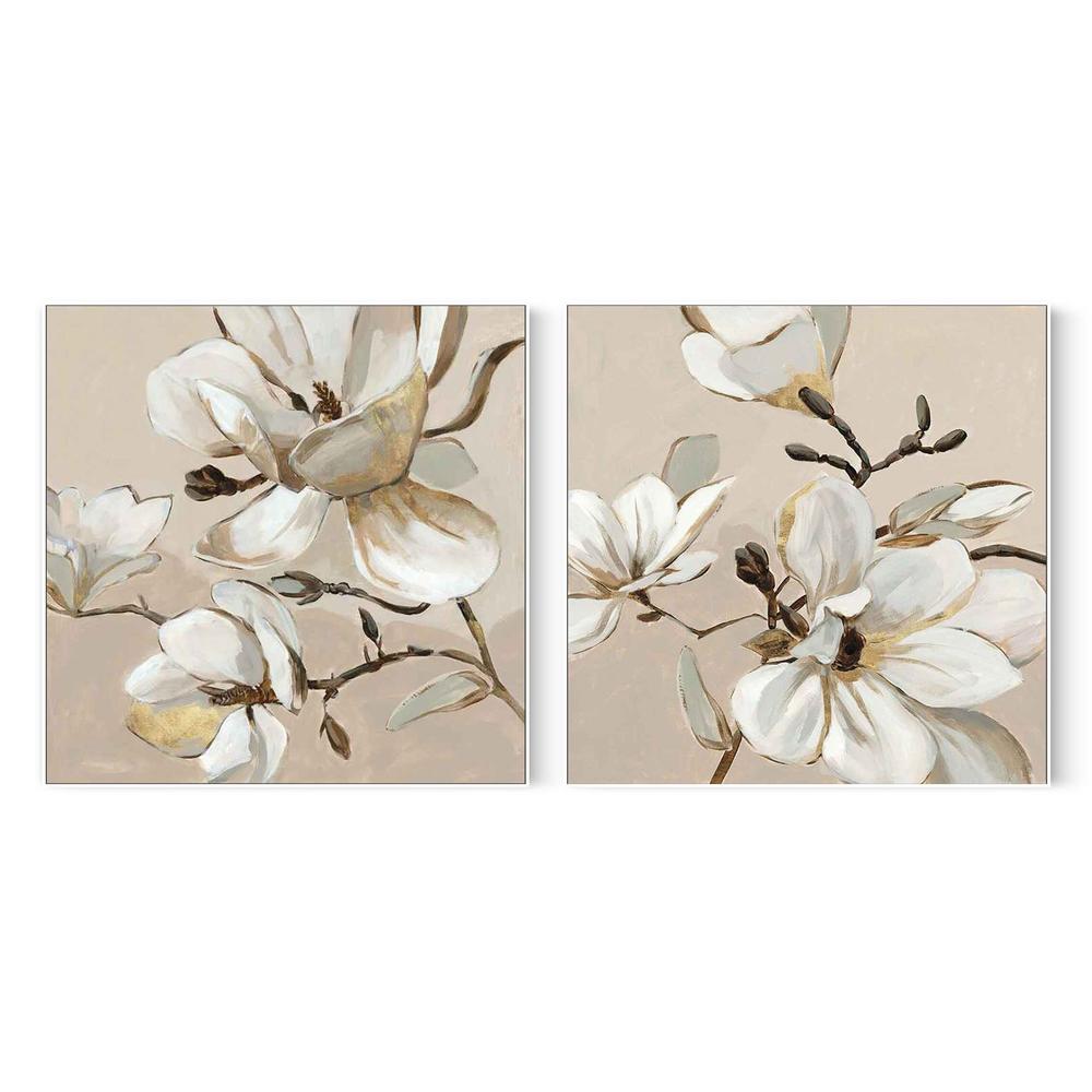 White Magnolia Branch, Style A & B, Set Of 2-by-Jacob Q-wall-art-print-canvas-poster-framed-Gioia