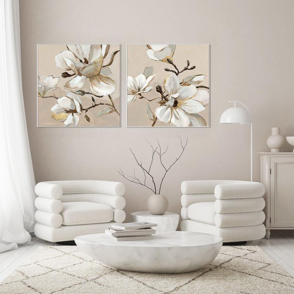 White Magnolia Branch, Style A & B, Set Of 2-by-Jacob Q-wall-art-print-canvas-poster-framed-Gioia