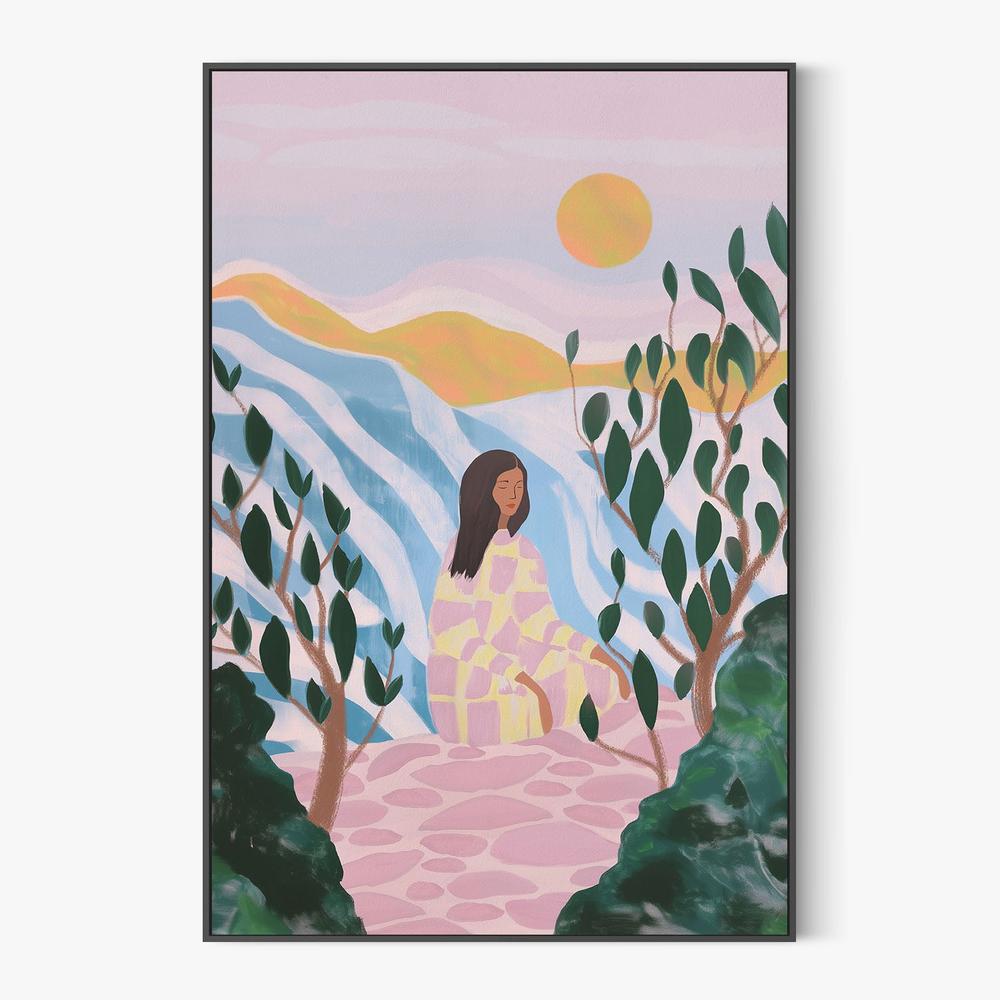 Woman in Serene Landscape-by-Essa Van Reis-wall-art-print-canvas-poster-framed-Gioia