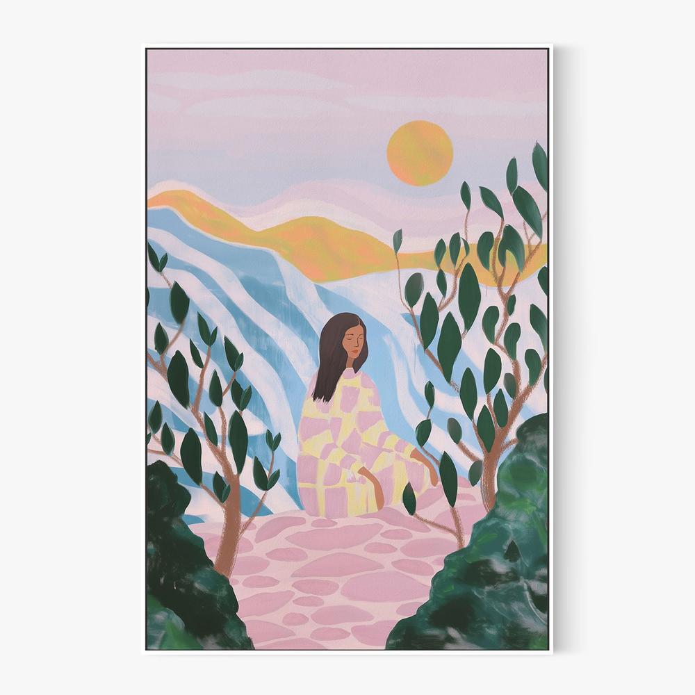 Woman in Serene Landscape-by-Essa Van Reis-wall-art-print-canvas-poster-framed-Gioia