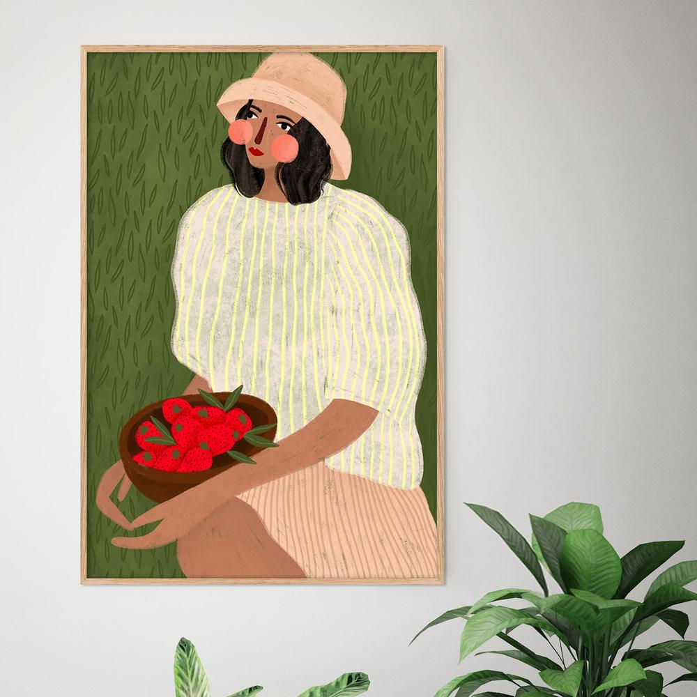 Woman with Berry Bowl-by-Bea Muller-wall-art-print-canvas-poster-framed-Gioia