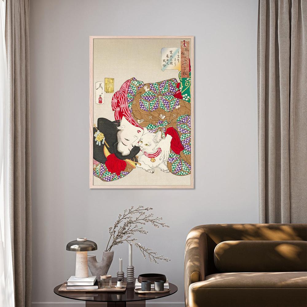 Woman With Pet Kansei Era (1888)-by-Tsukioka Yoshitoshi-wall-art-print-canvas-poster-framed-Gioia