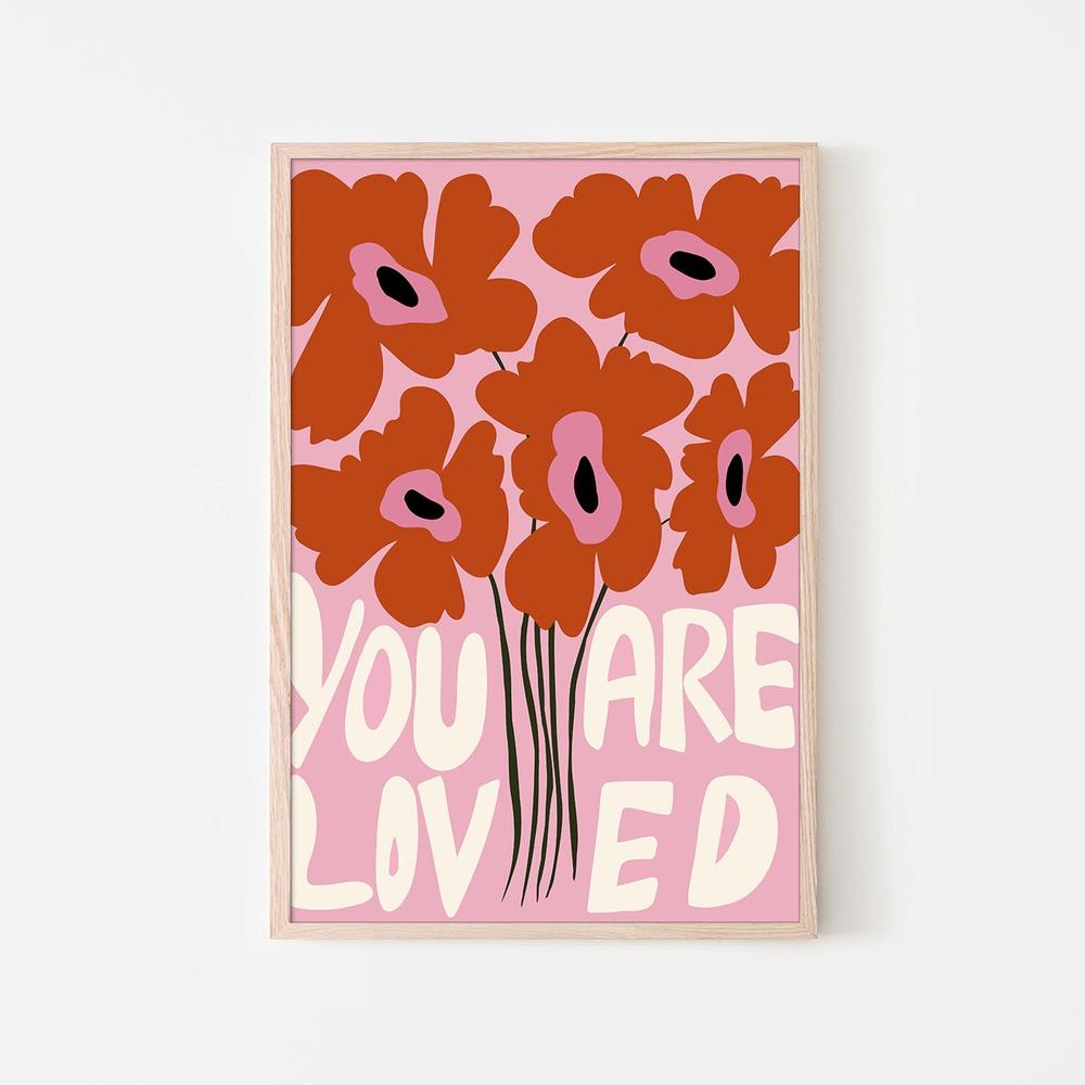 You Are Loved Flowers-by-Miho Art Studio-wall-art-print-canvas-poster-framed-Gioia