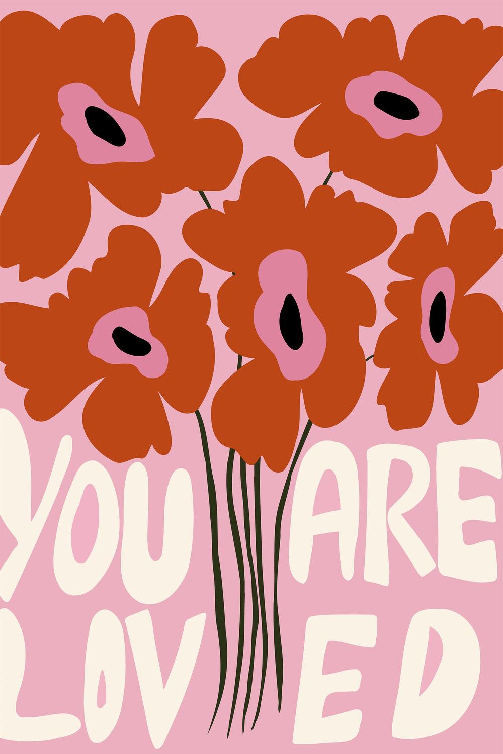 You Are Loved Flowers-by-Miho Art Studio-wall-art-print-canvas-poster-framed-Gioia